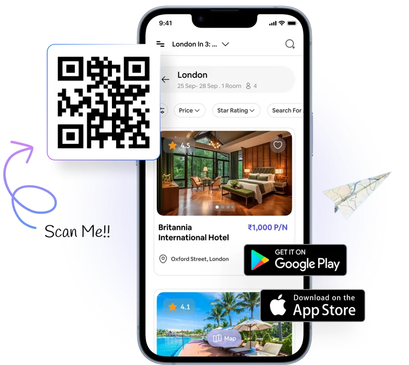 Travel app interface showcase